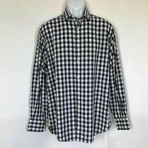 Thomas Dean Large Blue/White Gingham Dress Shirt